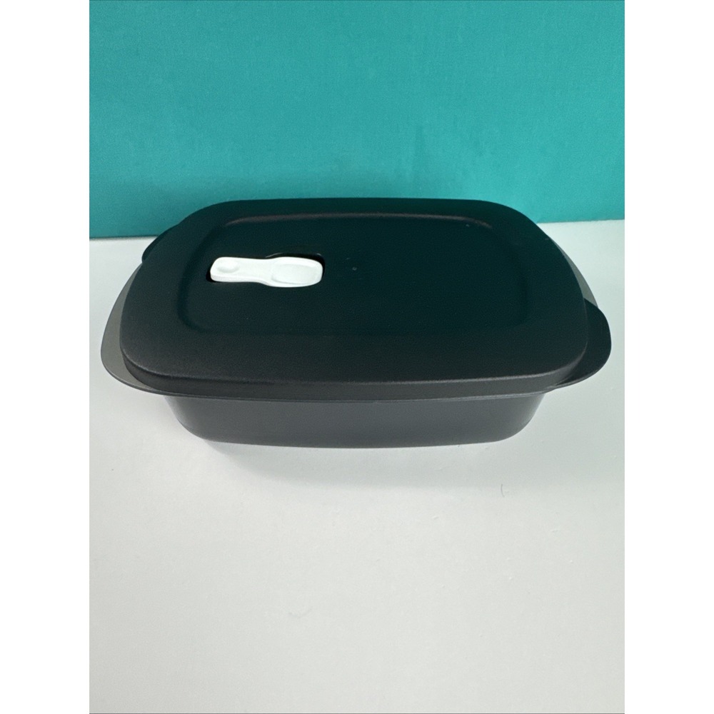 Tupperware Crystalwave plus Stain Guard 4 cup rectangular container Black